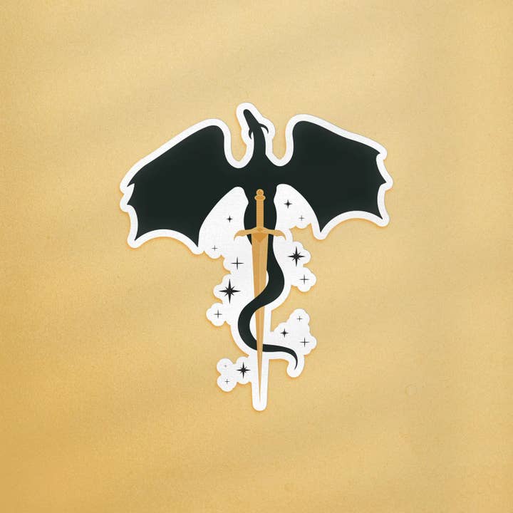 Fantasie Draak Sticker, Vierde Vleugel Tairn & Zwaard Sticker voor wholesale door Good Girls Book Club