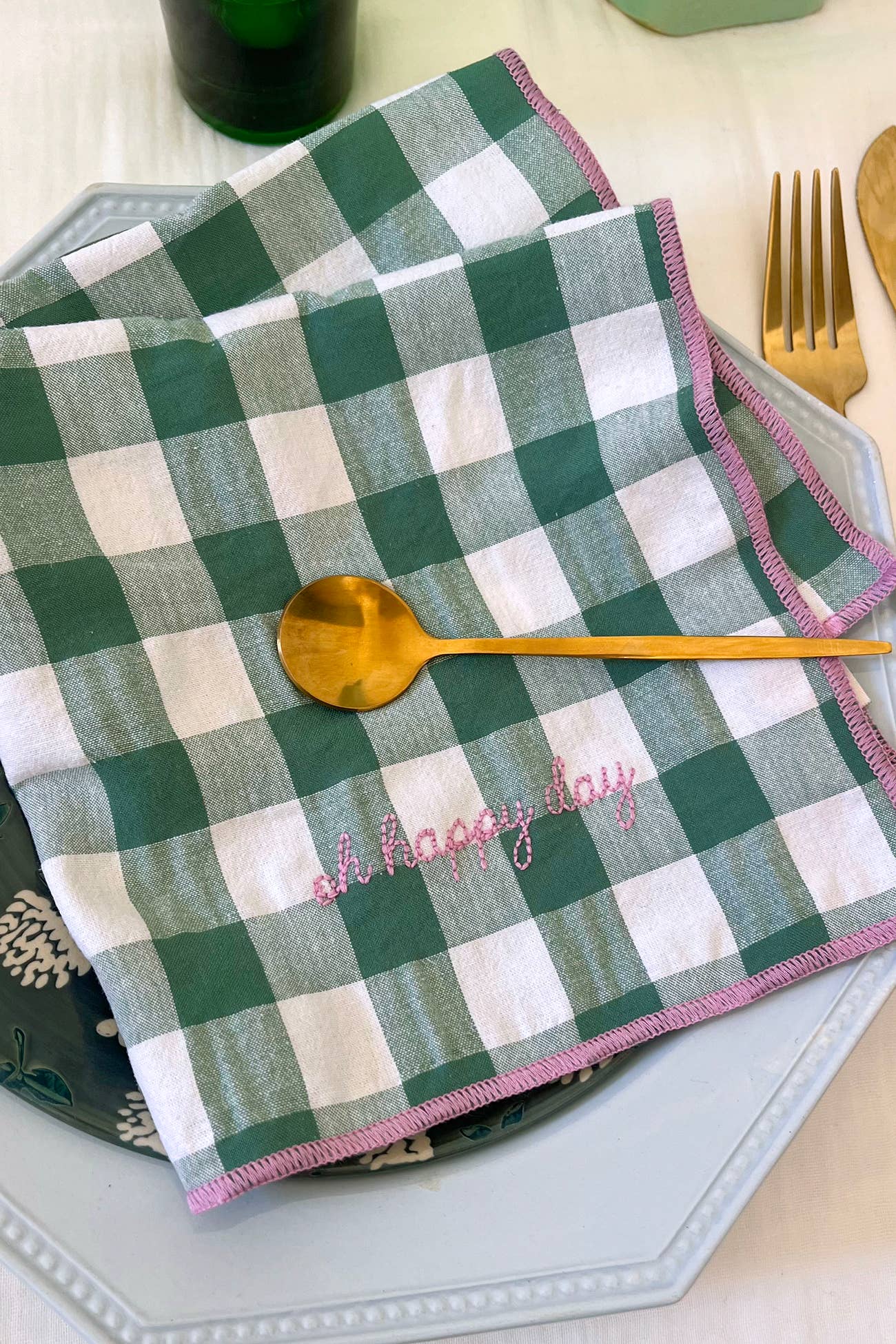 BARNABÉ AIME LE CAFÉ - Wholesale Dinner & Cloth Napkin - Gichy plaid and embroidery napkins22