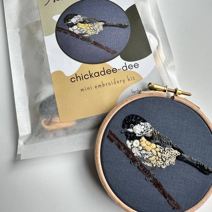 Nest Embirdery - Wholesale Embroidery/Cross Stitch Supplies - Chickadee-dee Kit