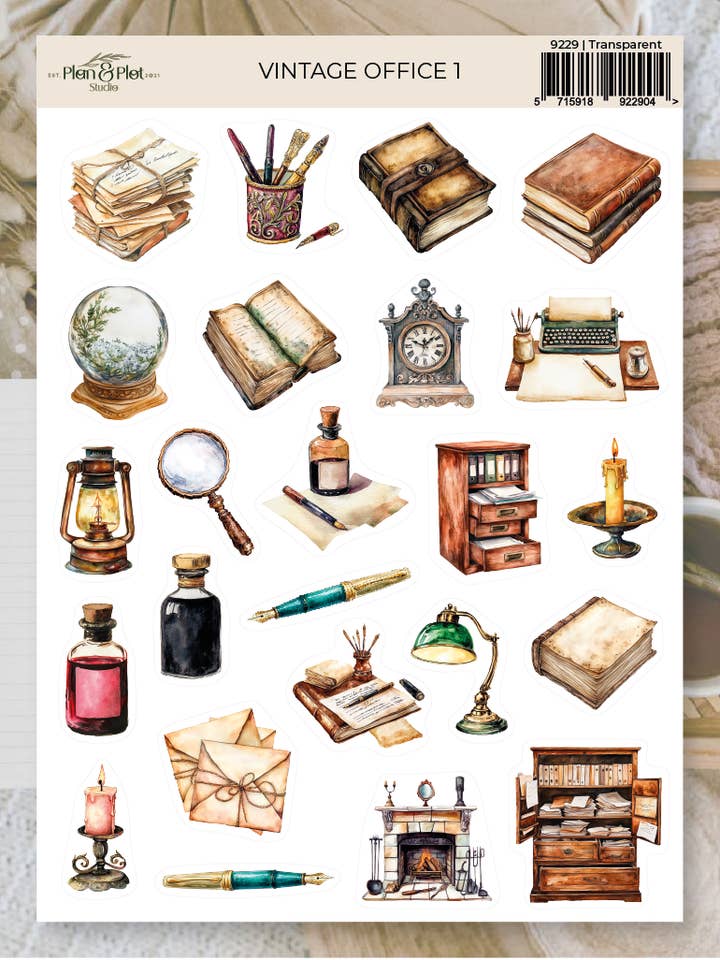 Oficina vintage 1 | Pegatinas para venta al por mayor de Plan & Plot Studio