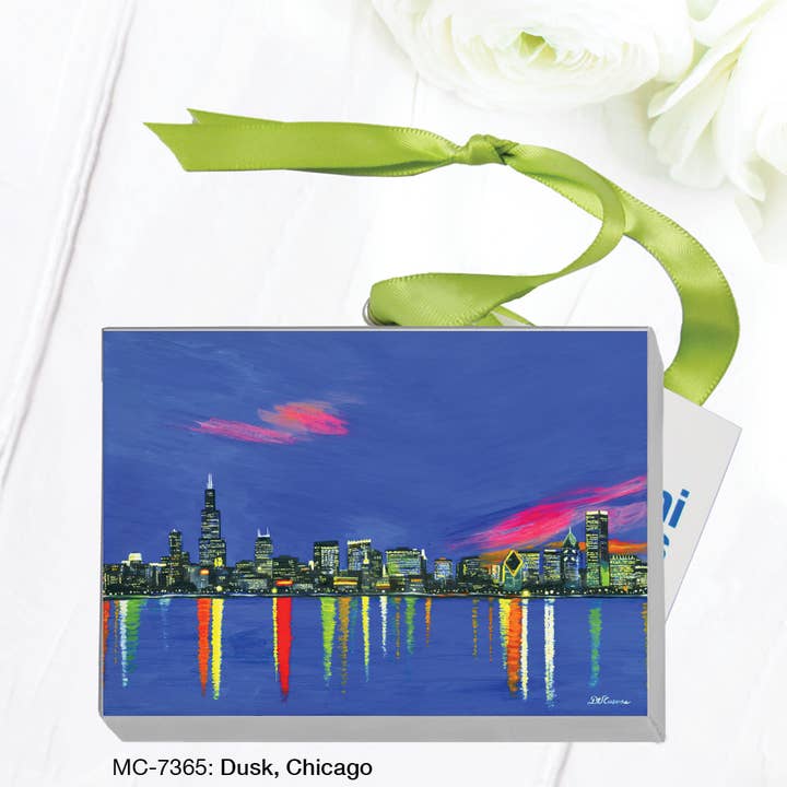 Dusk, Chicago, Mini Canvas (MC-7365A) for wholesale by Printed Canvas