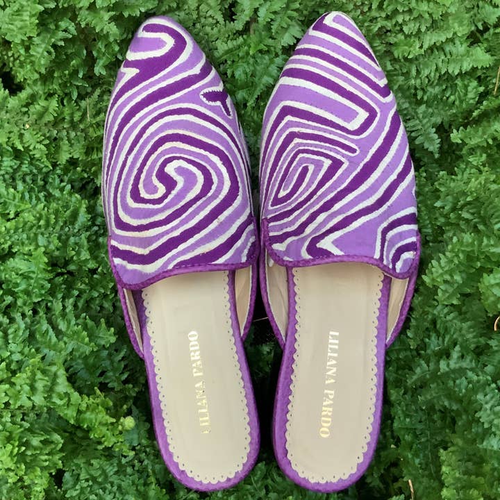 Mola Mules Purple Tones Size 36 Flat for wholesale by Liliana Pardo Atelier