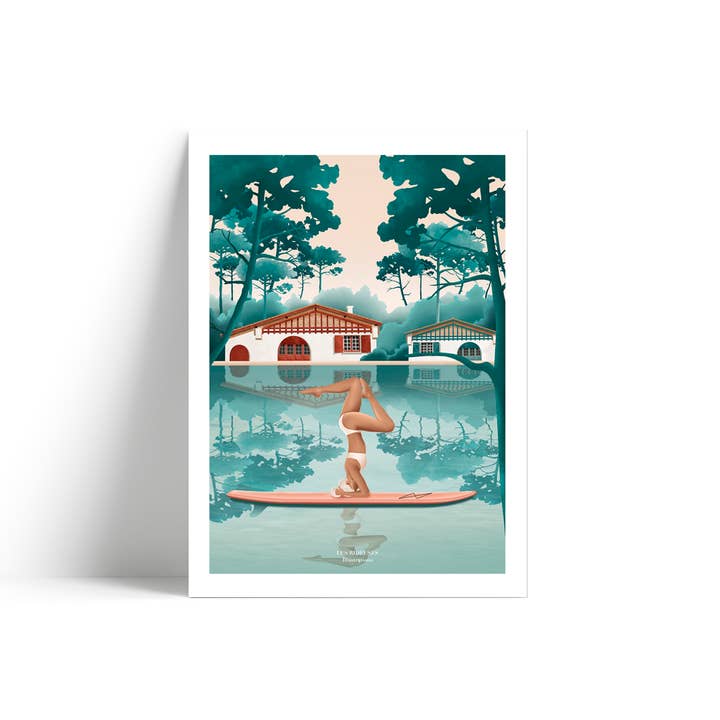 Les Rideuses - Wholesale Poster - Yoga on Lake Hossegor