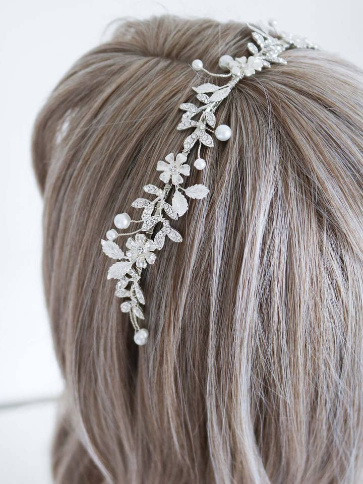 Astoria Flower and Leaf Headband for wholesale by Miss Foxine Couture