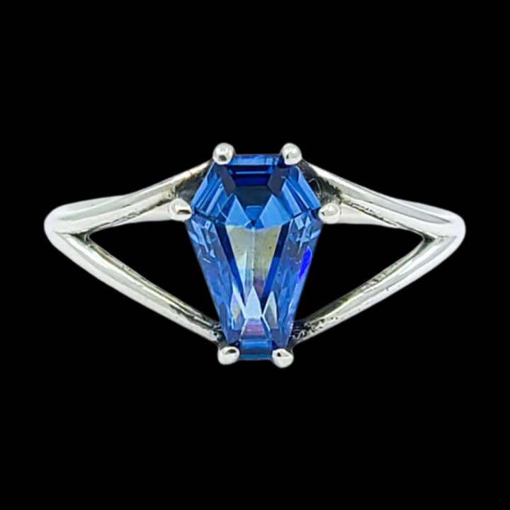 Glowing Blue Coffin Ring (6x9) for wholesale by Inchoo bijoux inc