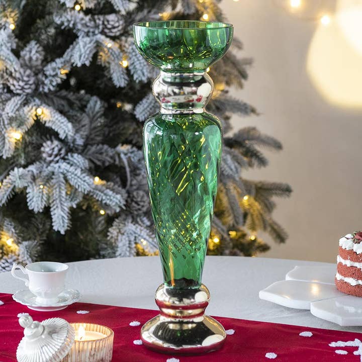 D6x19.5" Flower Vase - Green/Gold for wholesale by A&B Home Group Inc.