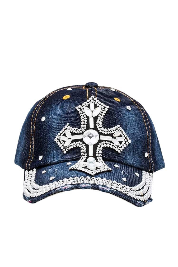 Rope & Spurs - Wholesale Baseball Cap - Women's - Crystal Cross Baseball Cap1