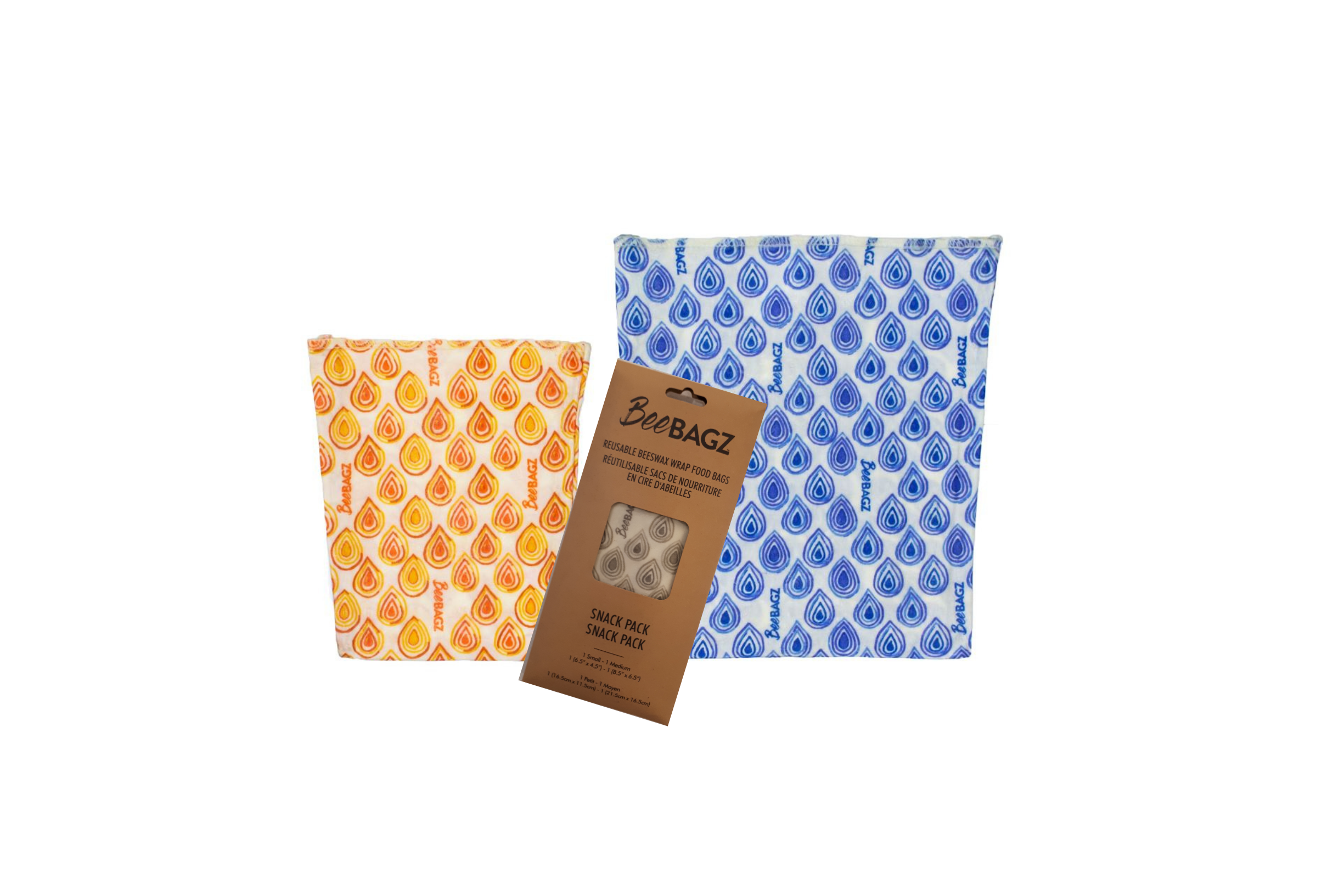 BeeBAGZ - Wholesale Food Storage Wrap/Bag - Snack Pack of 2 - Reusable Beeswax Wrap Food Storage Bags3