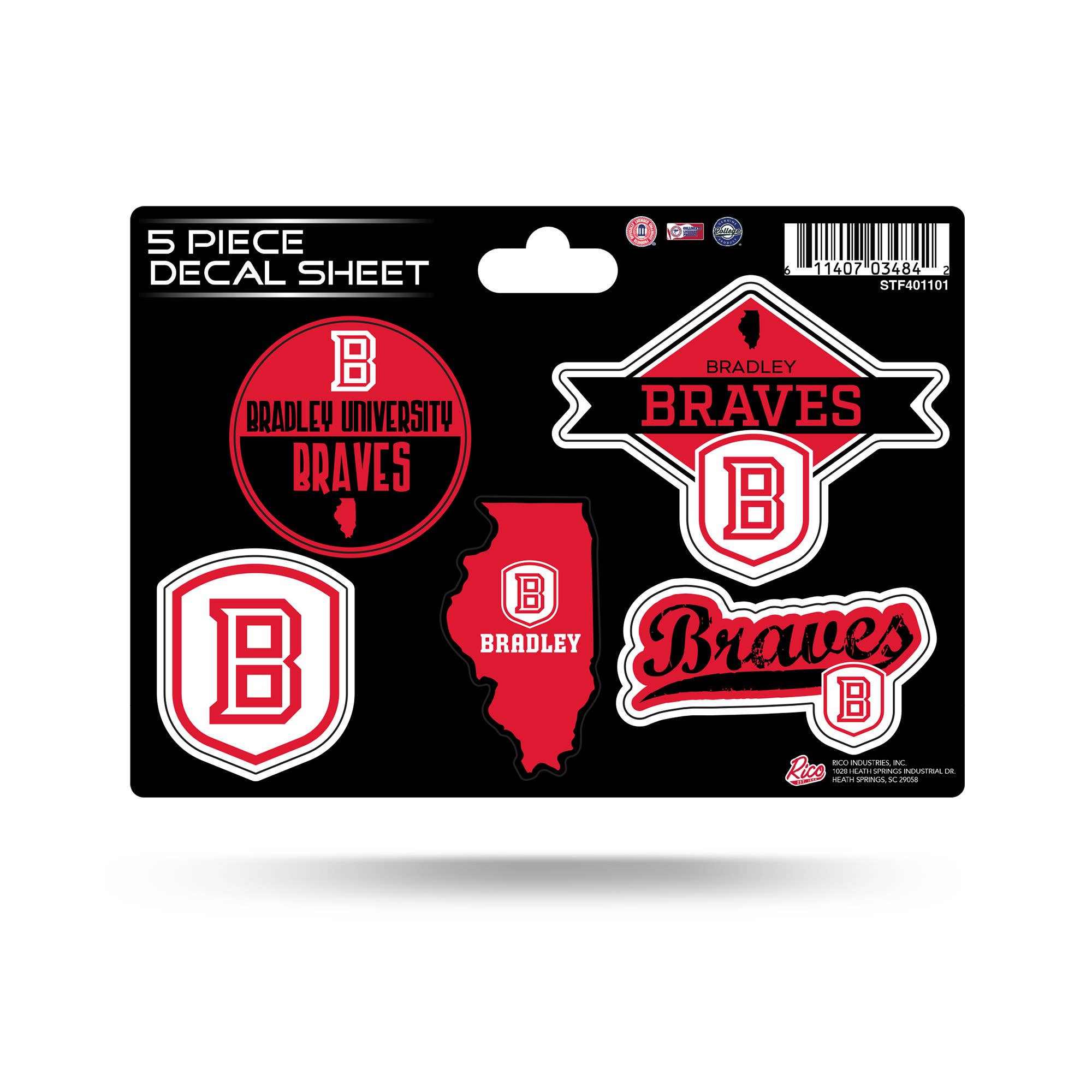 Rico Industries - Wholesale Sticker - NCAA  Bradley Braves  5-PC Sticker Sheet0