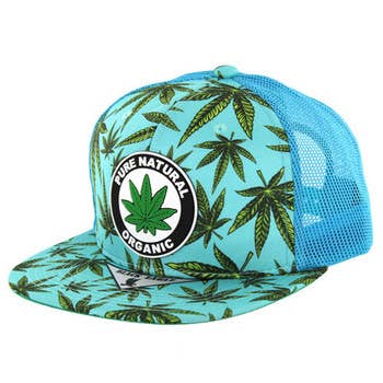 MARIJUANA Printed , TRUCKER - WHITE/PINK baseball cap hat for wholesale by S & J Gift Inc