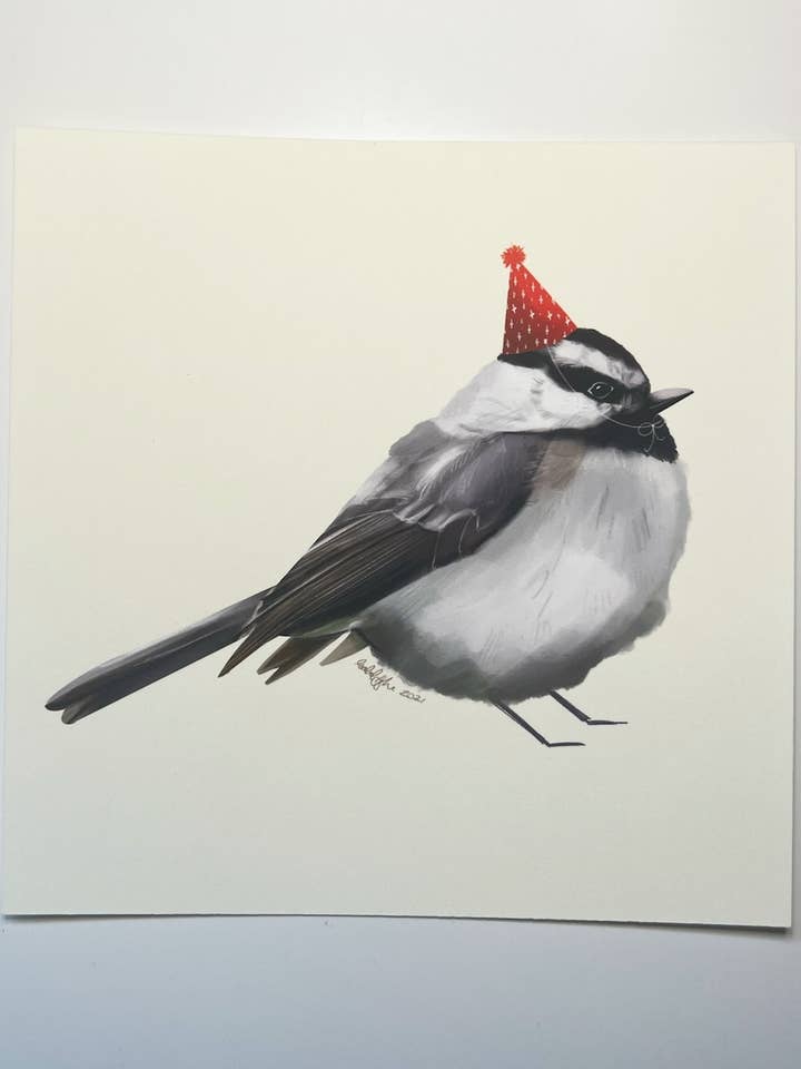 Party Chickadee-tryck - Fåglar i fantasifullt tryck för wholesale av Studio Junco