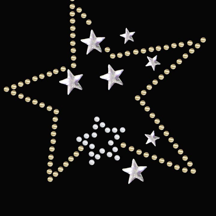 T-shirt da donna con stelle dorate e argento per la vendita all'ingrosso da parte di Dog in the Closet