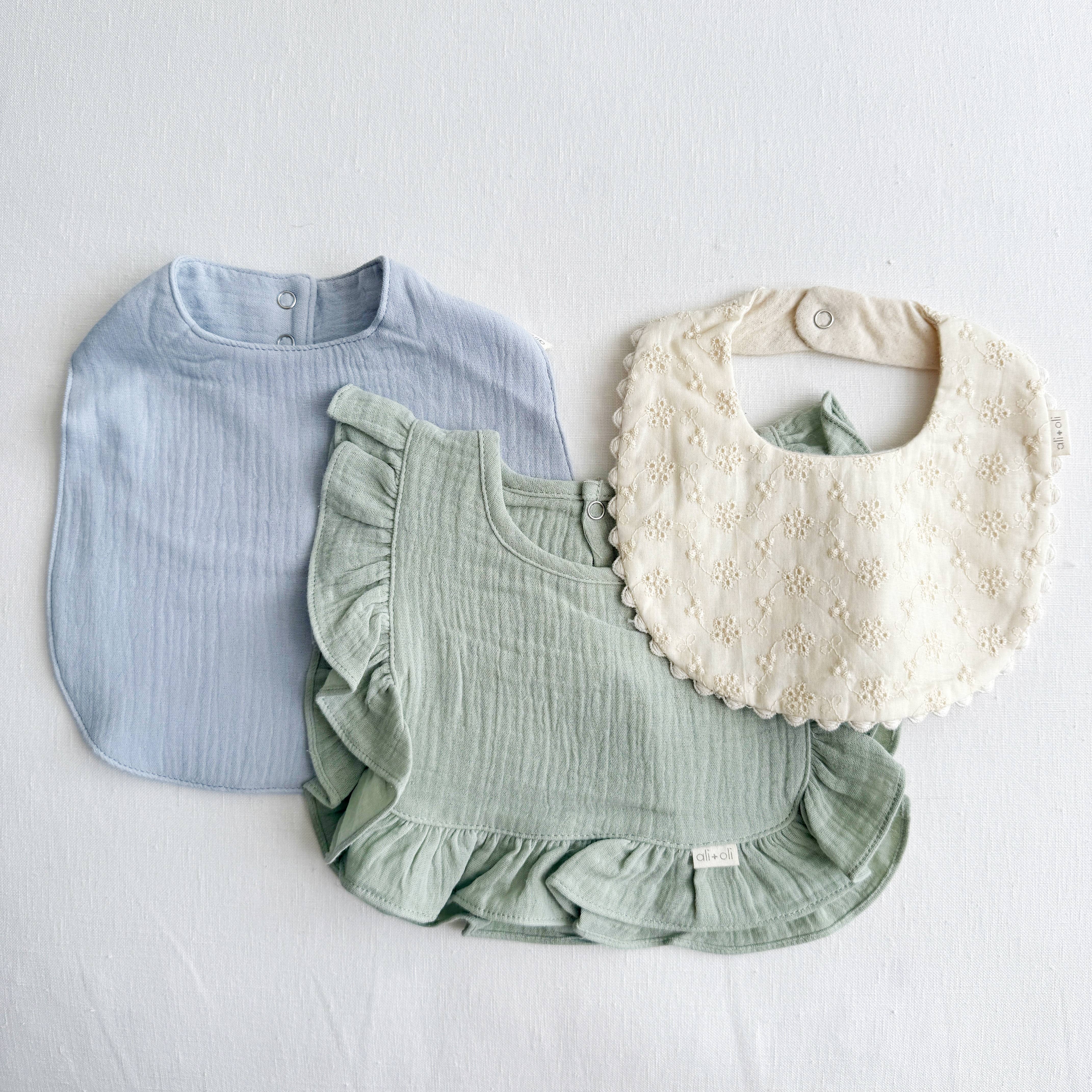 Ali+Oli - Wholesale Baby Bib - Baby - Muslin Cotton Snap Baby Bib (Blue)8