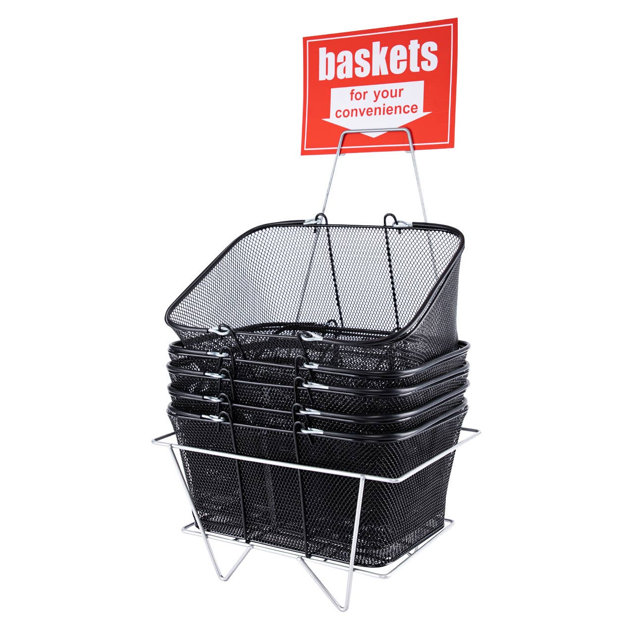 Store Supply Warehouse - Wholesale Shopping Cart - Black Metal Shopping Basket Set - 12 Baskets4
