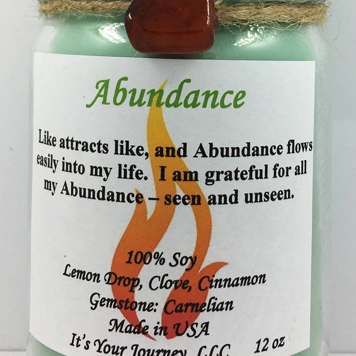 It's Your Journey LLC - Wholesale Jar/Filled Candle - Abundance Intention Candle 12 oz