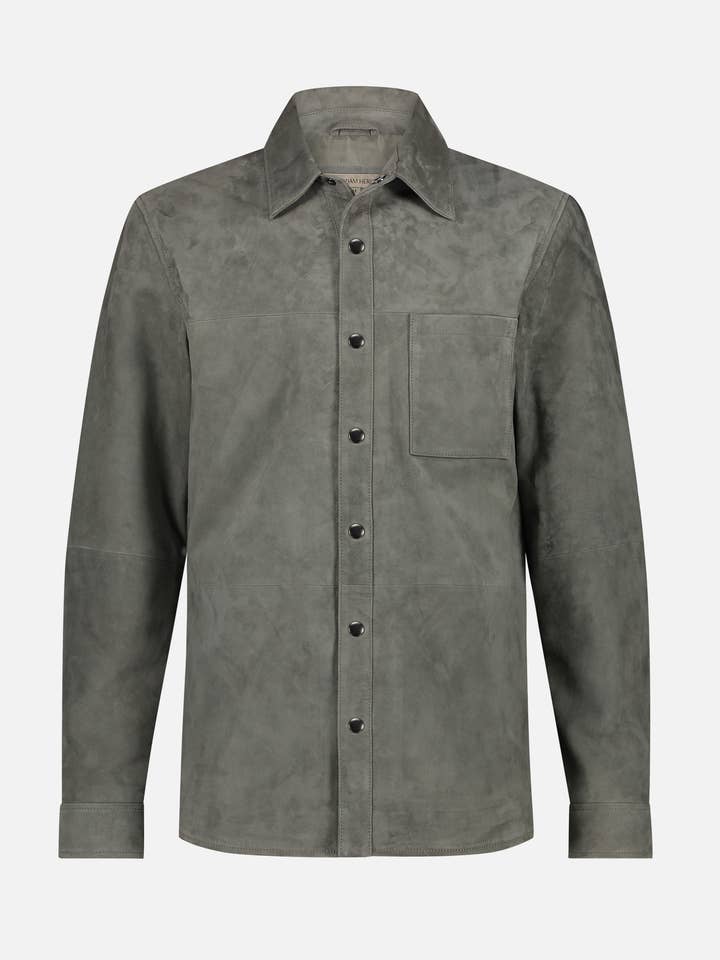 Charles | Grå Læder Skjortejakke - AFSENDES OM 3 UGER for engroshandel hos Amsterdam Heritage Belts, Bags, Apparel & Jackets EU