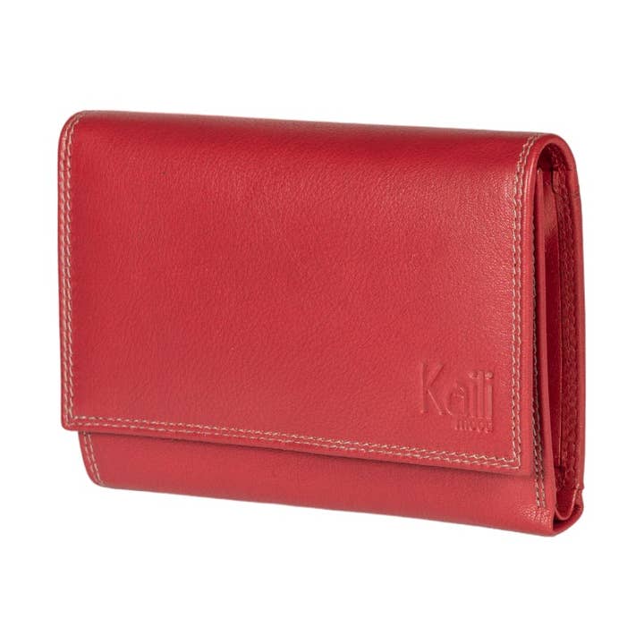 K10233VB | Portafogli Donna in Vera Pelle pieno fiore, con leggera grana. Colore Rosso. Dimensioni da chiuso: cm 14 x 10,5 x 2,5. Confezione: Gift Box rigido fondo/coperchio per la vendita all'ingrosso da parte di Kaili mood / RENATO BORZATTA - Italy since 1978 -