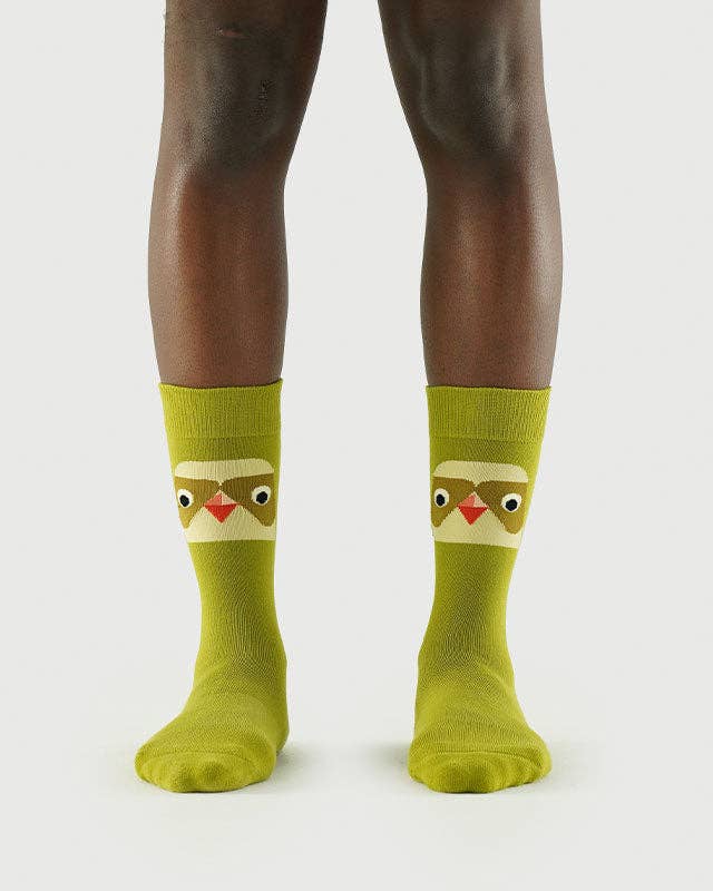 Green Parrot Socks | Semibold Wonder Parrot Athleisure Crew Socks for wholesale on Faire1