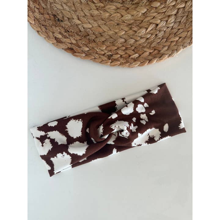 Brown Cow Print Adult Headband for wholesale by Kaardal Kraft