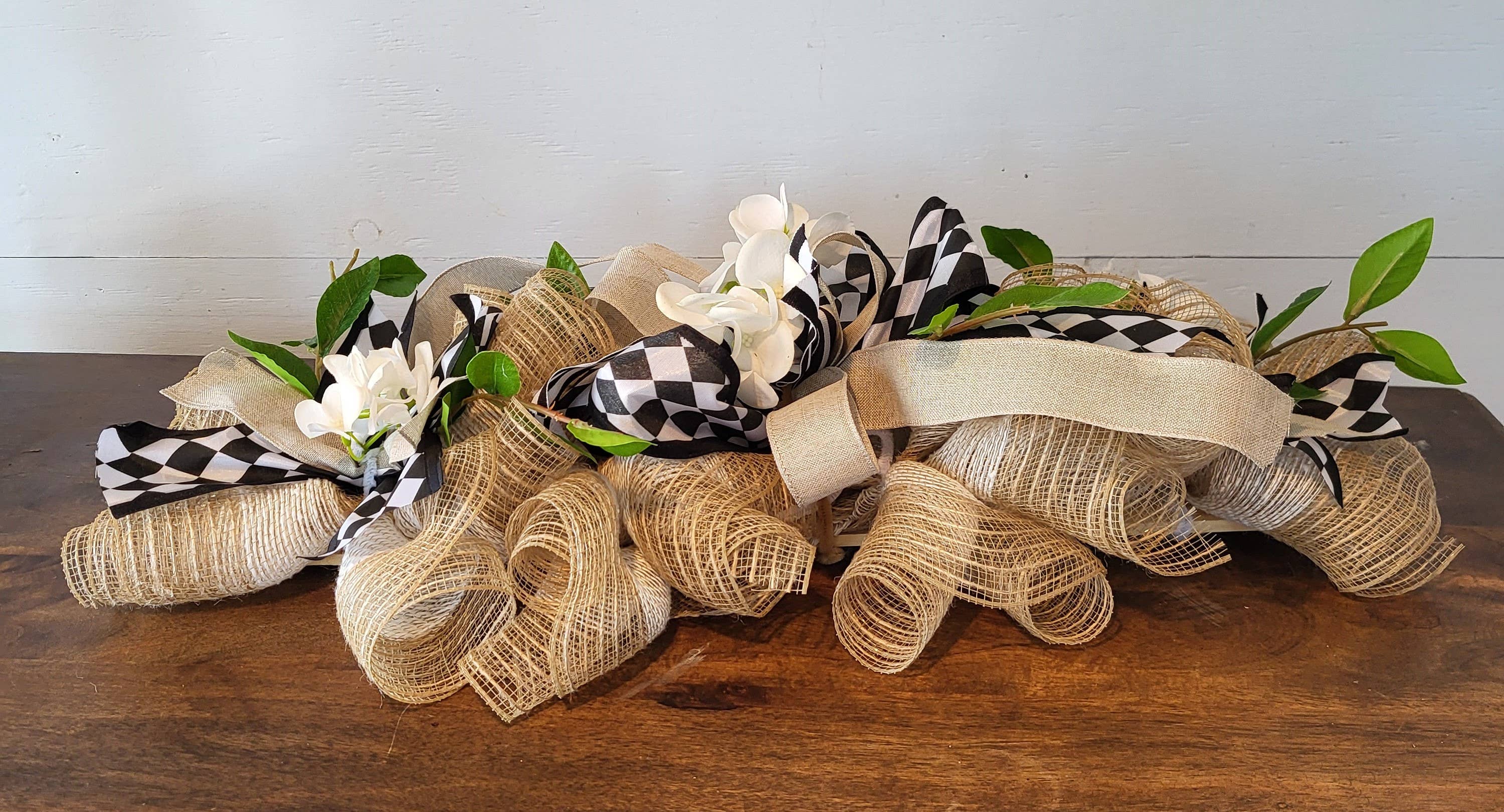 An Array of Wreaths, LLC - Wholesale Decorative Tabletop Object - Everyday Tan, Black and White Centerpiece2