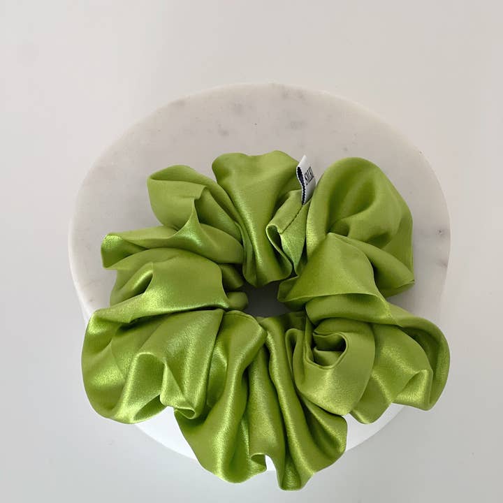 SYLKI - Wholesale Scrunchie - Women's - Tennis Green Pure Silk Scrunchie
