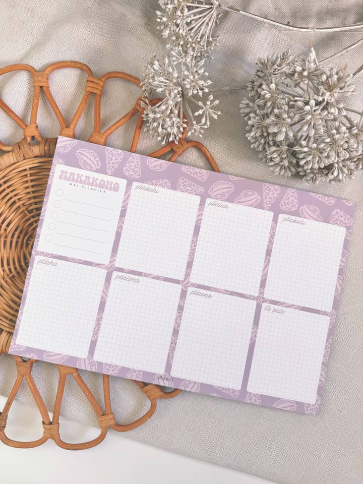 Naupaka Pūpū en Poni | Bloc-notes hebdomadaire (3 mois) pour la vente par Bujo Bae