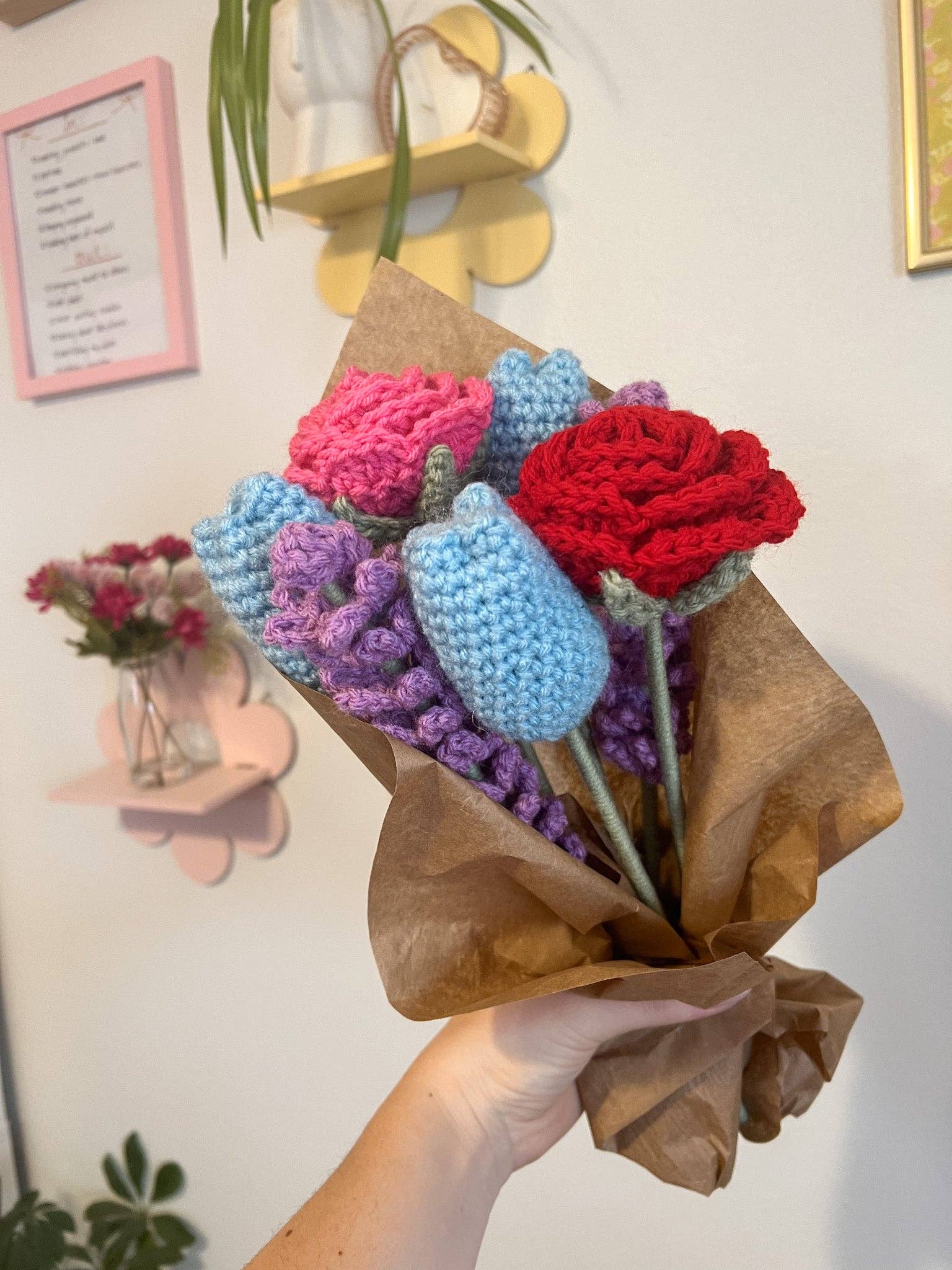 Brenna M & Co - Wholesale Artificial Flowers - Crochet Dark Lavender Flower1