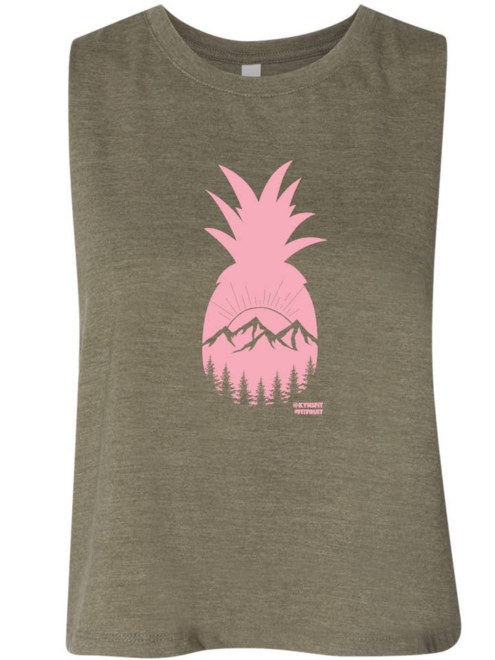 Olive ananas beskurna Tank för wholesale av Kompass Apparel
