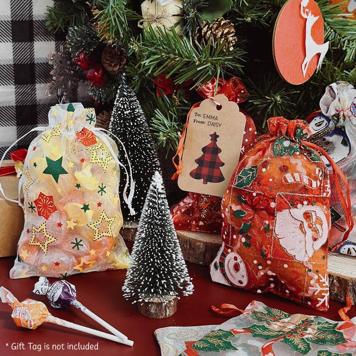 Wrapables.com - Wholesale Gift Bag Set/Pack - Wrapables 4 x 6 Xmas Organza Drawstring Gift Bags, Set of 202