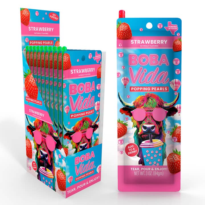 Grandpa Joe's Candy Shop - Wholesale Beverage Mix - BobaVida Popping Boba -Summer Strawberry, 10ct