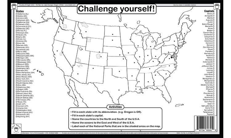 Tot Talk, Inc. - Wholesale Platemat - Kids & Baby - United States of America Placemat1