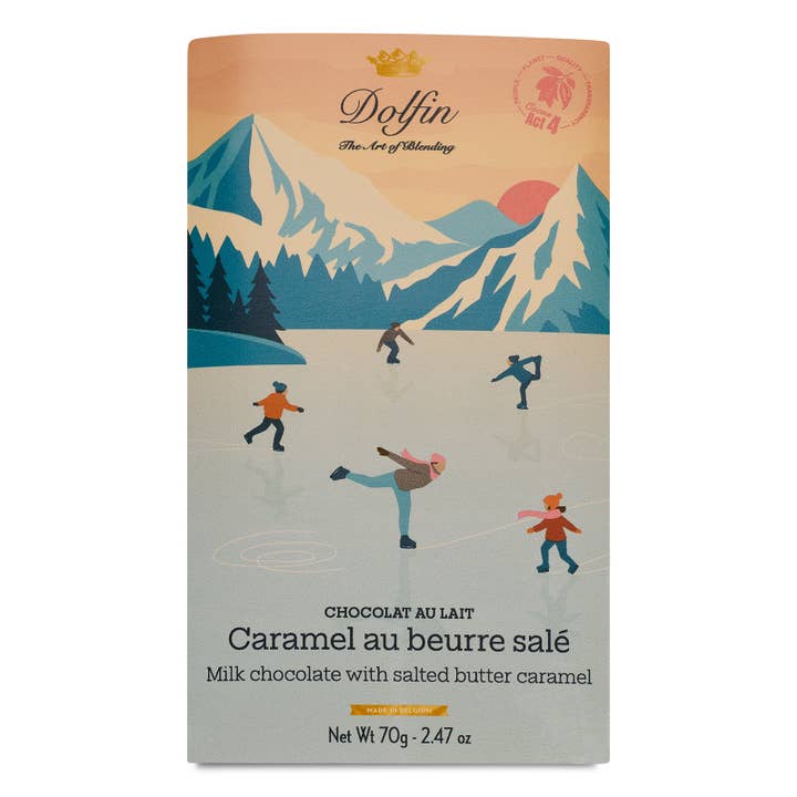 Dolfin Milk Choc. Bar - Salted Butter Caramel for wholesale by Belgium's Chocolate Source