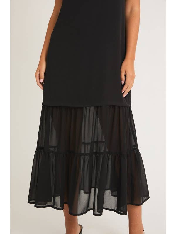 Black Contrast Skirt Detail Tiered Maxi Dress for wholesale on Faire
