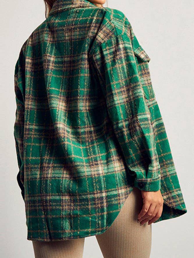 Green Plaid Stripes Shacket Coat ZK598 for wholesale on Faire3