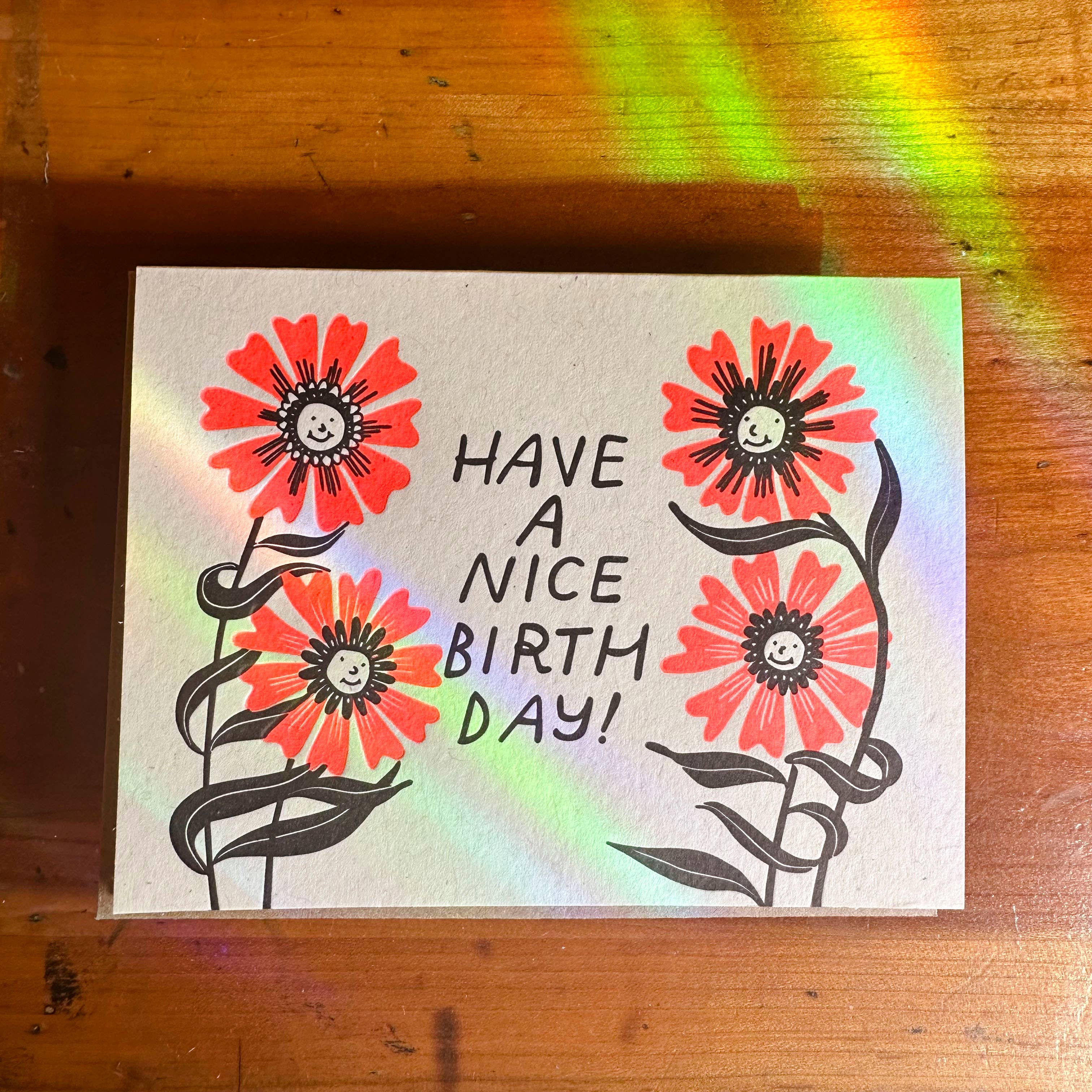 Ratbee Press - Wholesale Birthday Card - Birthday Flowers Letterpress Card6