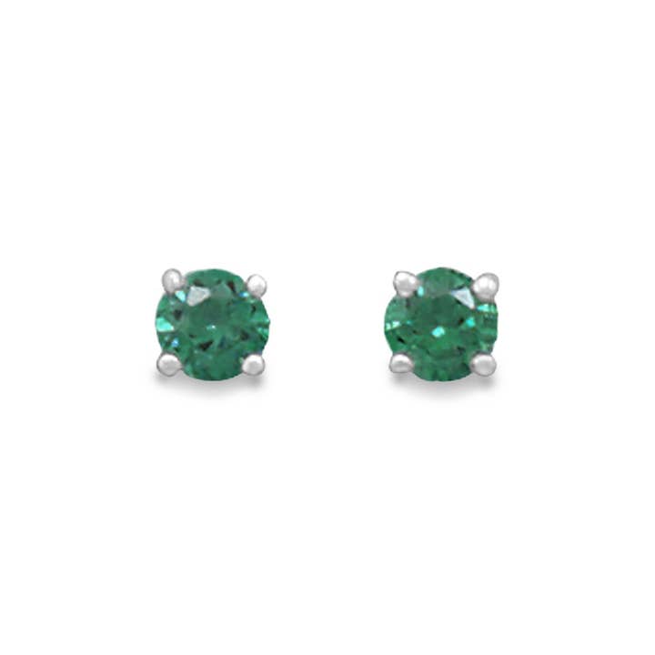 5mm CZ May Birthstone Stud Earrings - Dark Green for wholesale by Silver Stars Collection