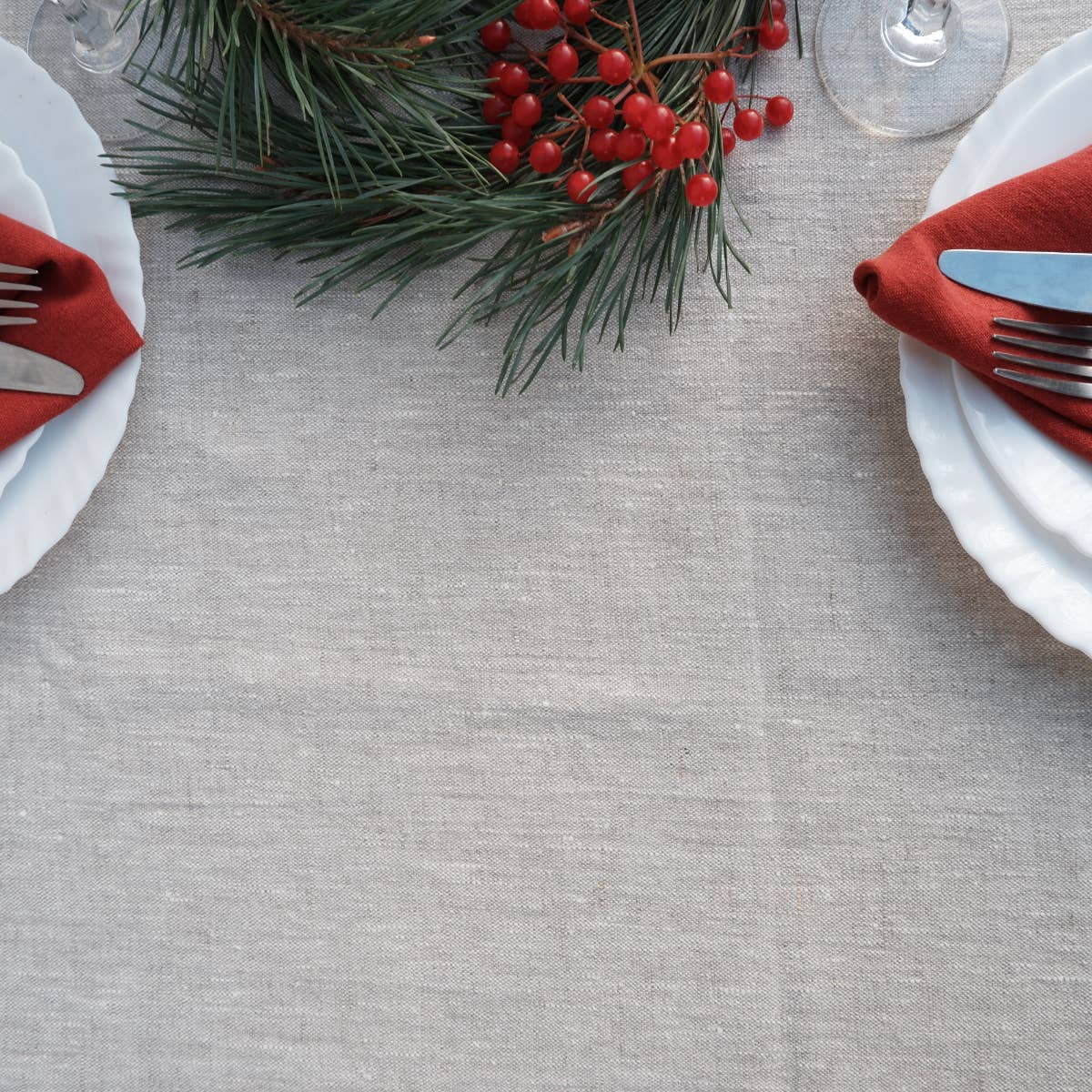 NorraVilla - Wholesale Tablecloth - Linen Tablecloth in heavy Oatmeal linen from NorraVilla2