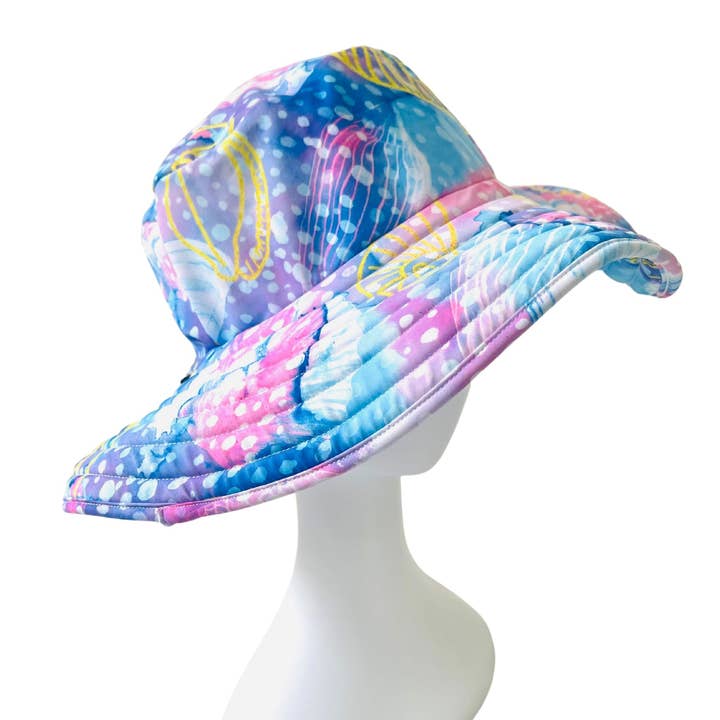 Tribe Tropical - Wholesale Sun hat – Kids - Wide Brim Swim Hat - Shelly Beach1