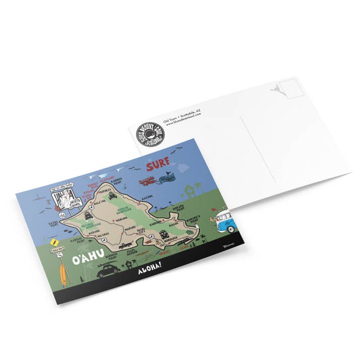 CARTE DE L'ÎLE HAWAÏENNE. OAHU. ÎLE DE LA CÔTE NORD | CARTE POSTALE pour la vente par Blues, Desert & Soul