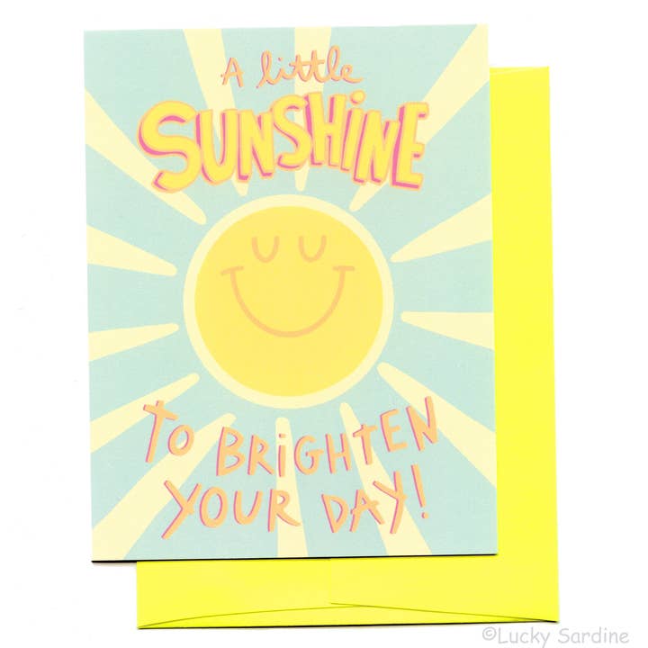 Little Sunshine To Brighten Your Day, Retro Sun Friend Card for wholesale by Lucky Sardine