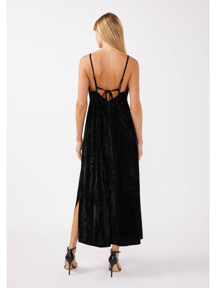 Black Spaghetti Strap Embroidered Maxi Dress for wholesale on Faire