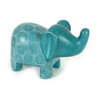 Mbare Home + Gift - Wholesale Decorative Figurine - Ocean Green Elephant - Soapstone1