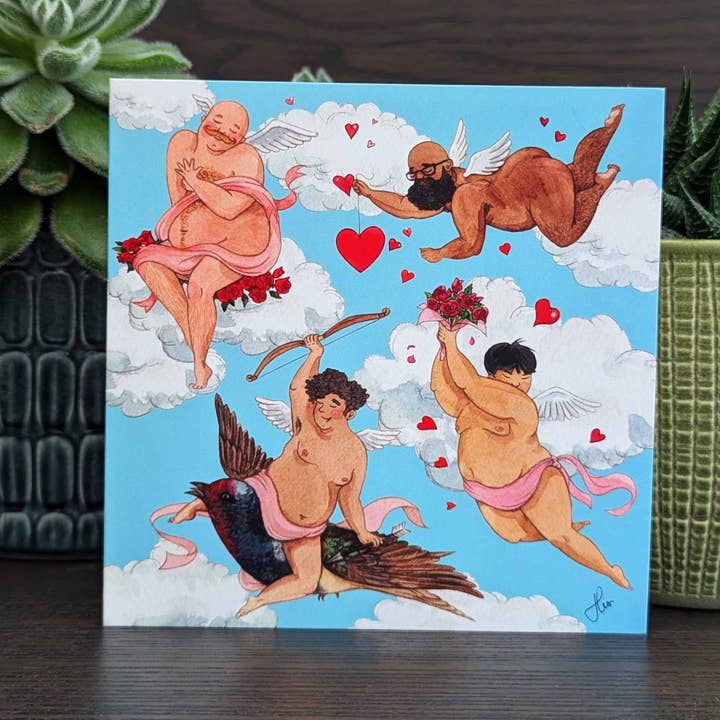 Cute cherub card, greeting card for the one you love for wholesale by Hes Designs