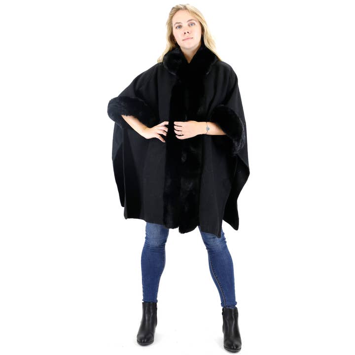 TAPA fashion - Wholesale Fur/Faux Fur Coat - Women's - Fur Hoodie Shawl P183 (3PC)