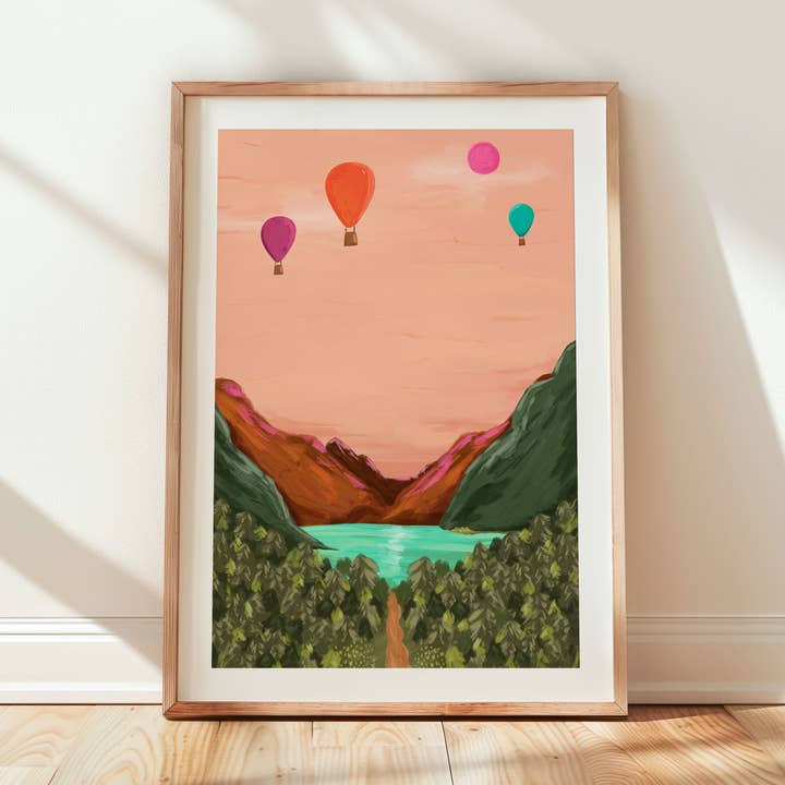 Abstract Mountains Art Print, Bright and Colourful for wholesale by Georgie King Designs