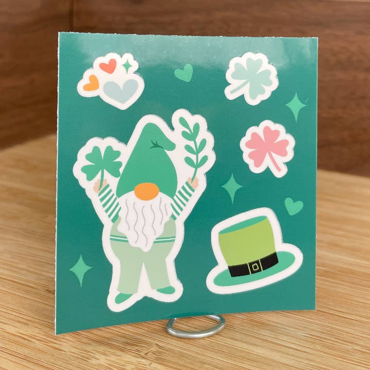 Feuille d'autocollants miniatures Gnome Chanceux pour la vente par Lovely Paper