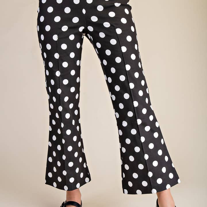 Glam - Wholesale Pants - Women's - Flare Crop Dot Pants1