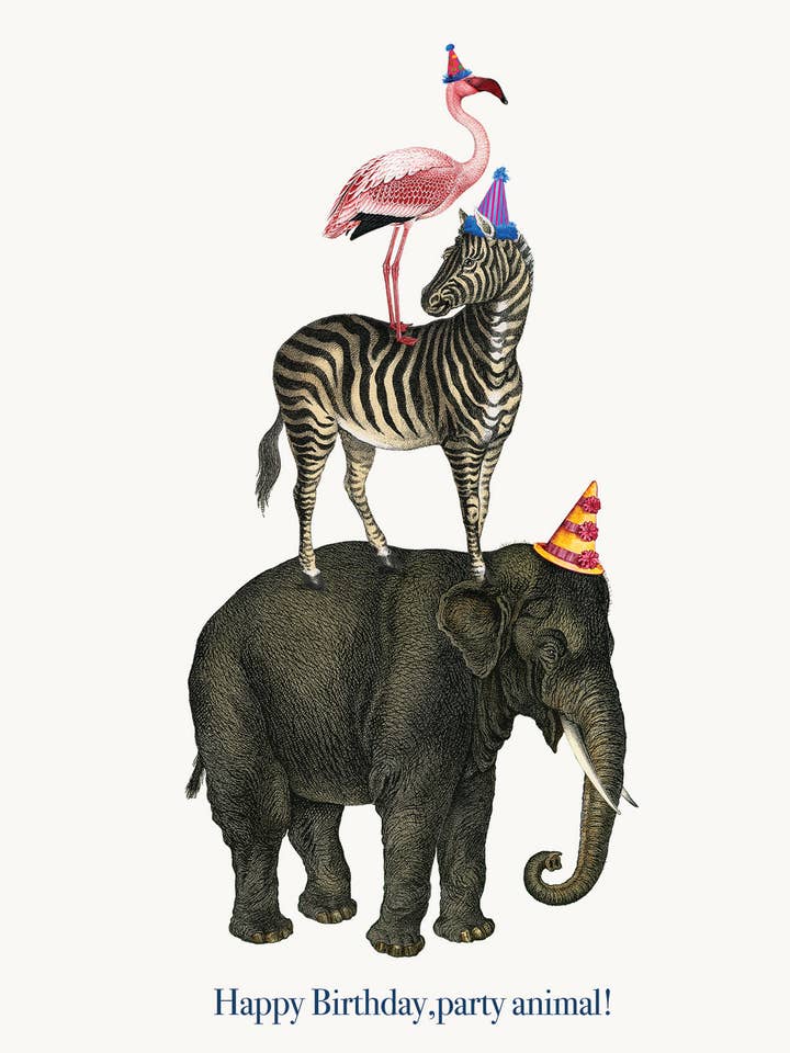 Happy BirthdayParty Animal• Tarjeta de felicitación A-2 para venta al por mayor de P. Flynn Design / Phun House