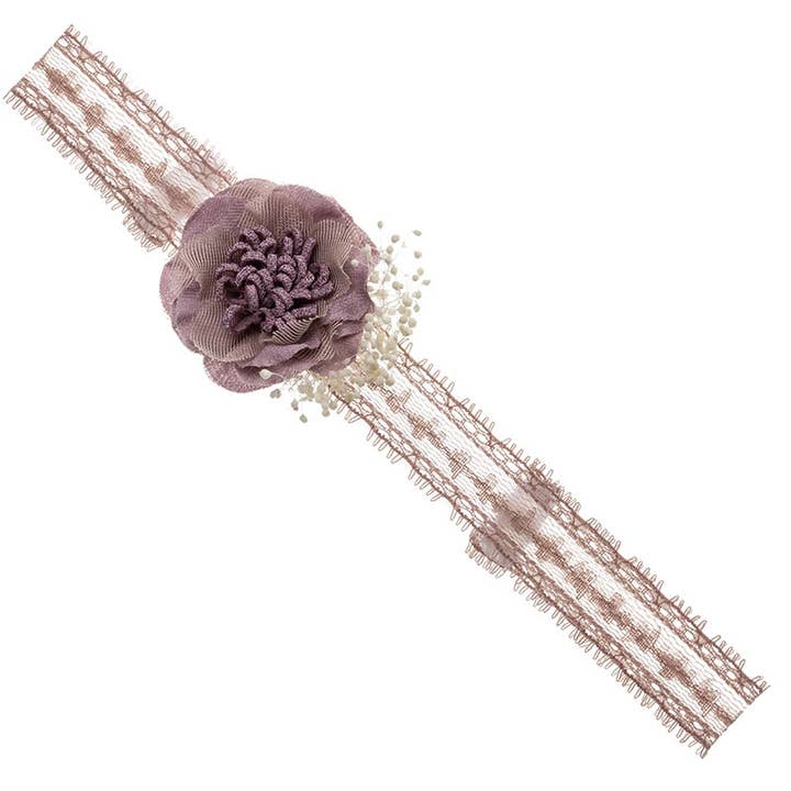 Bandana de bebé com flor de lírio e gipsófila por atacado de Siena Hair Accessories