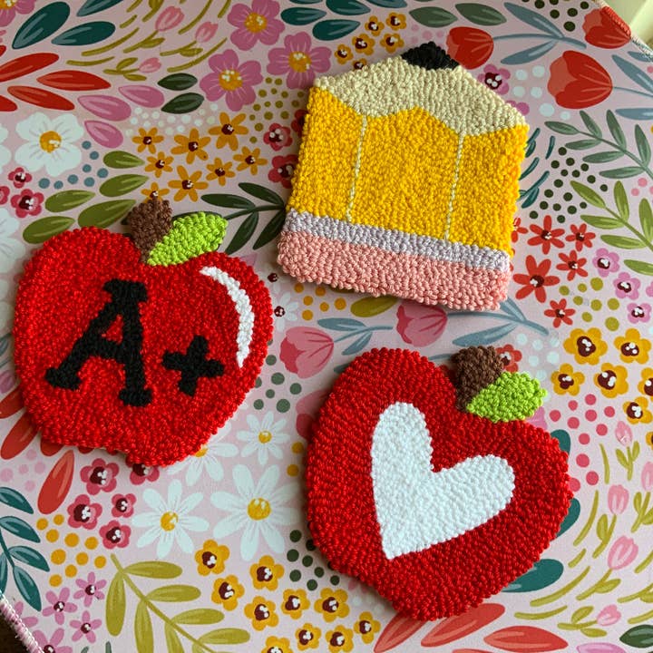 Teacher Mug Rug, Teach Punch Needle Coaster Gifts for wholesale by Mystic Mug Rugs